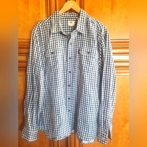Levi's Blue White Checked L/S Shirt 2 Front Pockets Reverse Print Roll Up Cuffs